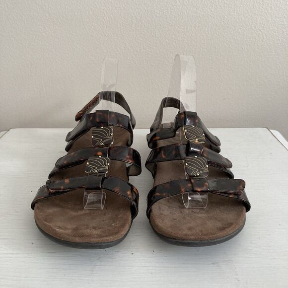 Vionic Womens Amber Sandals Tortoise Brown Strappy Comfort Leather Size 8 - Picture 2 of 8